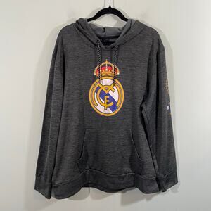 Soccer Team Official Merch Real Madrid CF Grey Pullover Hoodie Size XL